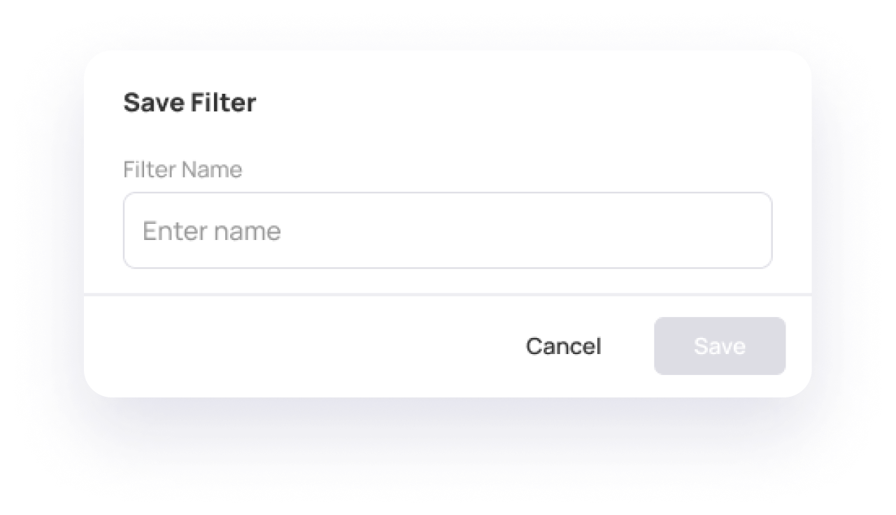 Datarova saved keyword filter popup